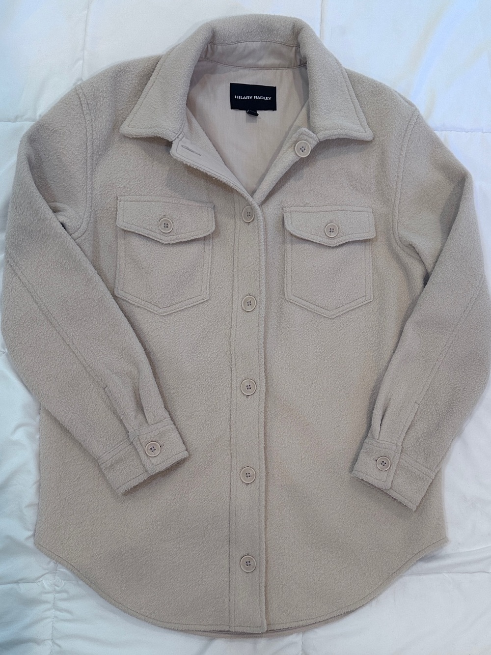 Hilary Radley Cream Fleece Shacket Shirt Jacket Women’s M